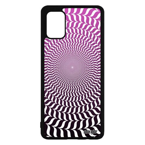 Coque Samsung A71 en silicone illusion d'optique rond de protection cercle spirale rose mobile portable graphique TPU bumper galaxy