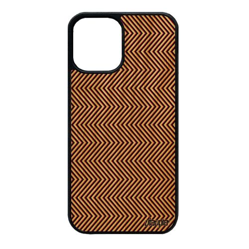 Coque Iphone 12 Mini Bois Silicone Illusion D'optique Bicolore Triangle Fille Marron Femme Motif Case 4g Art Visuel Housse De