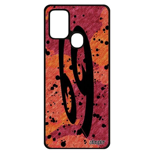 Coque antichoc pour Samsung A21s silicone Signe du zodiaque cancer tache d'encre calligraphie dessin peinture horoscope Rouge galaxy