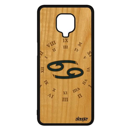 Coque Xiaomi Redmi Note 9s Bois Silicone Signe Cancer Horloge Astrologie Du Zodiaque Housse Astrologique Univers Portable Cover Bleu