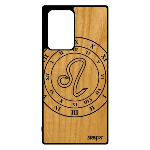 Coque pour Samsung Note 20 ultra bois silicone Signe astrologique lion univers TPU galaxie horloge case horoscope Noir avenir galaxy