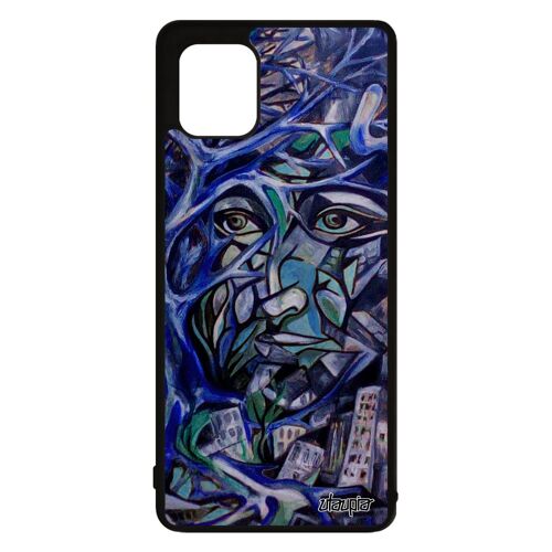Coque pour Note 10 lite silicone portrait street art femme solide peinture huile arbre fantaisie bleu abstrait visage Samsung galaxy