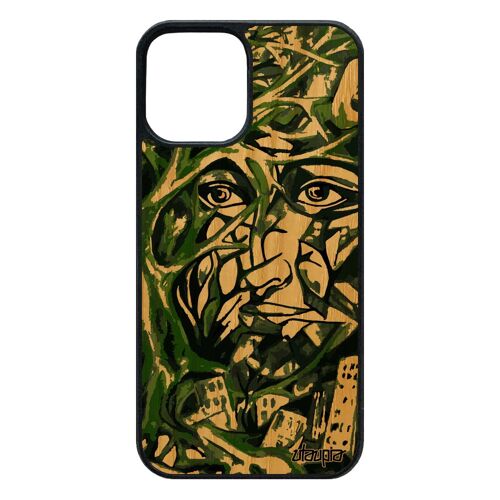 Coque Pour 12 Pro/Iphone 12 Bois Silicone Portrait Street Art Cadeau Peinture Huile Original Case Artisanat Arbre Femme Visage