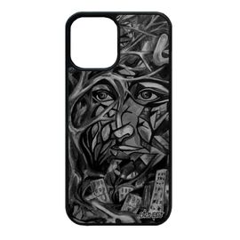 Coque Iphone 12 Mini Silicone Portrait Street Art Peinture Huile Telephone Antichoc Gris Original Design Personnalisé Jolie De