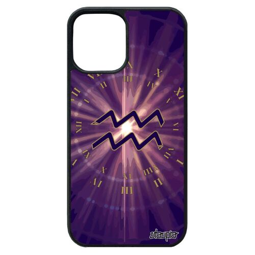 Coque Iphone 12 Pro Max Silicone Signe Verseau Astrologique Antichoc Violet Mobile Du Zodiaque Soleil Design Etoiles Galaxie