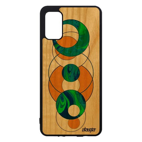 Coque pour A41 bois silicone marbre fond geometrique housse smartphone matiere motif jaune artisanal design moderne Samsung galaxy