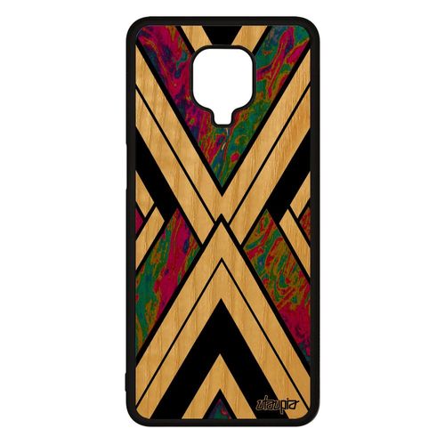 Coque Xiaomi Redmi Note 9s Bois Silicone Marbre Design Effet Portable Moderne Contemporain Fait Main Original Geometrique Violet 4g