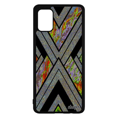 Coque Pour Samsung Galaxy A71 En Silicone Marbre Geometrique Design Jaune Housse Texture Noir Coloré Original Telephone Moderne 4g