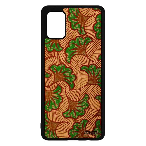 Coque en bois wax Galaxy A71 silicone tissu housse motif coloré africain mobile afrique etui SM-A715F/DS ethnique vert Samsung