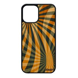 Coque Iphone 12 Mini En Bois Silicone Illusion D'optique Original Motif Cadeau Effet Soleil De Protection Design 4g Fond Jaune