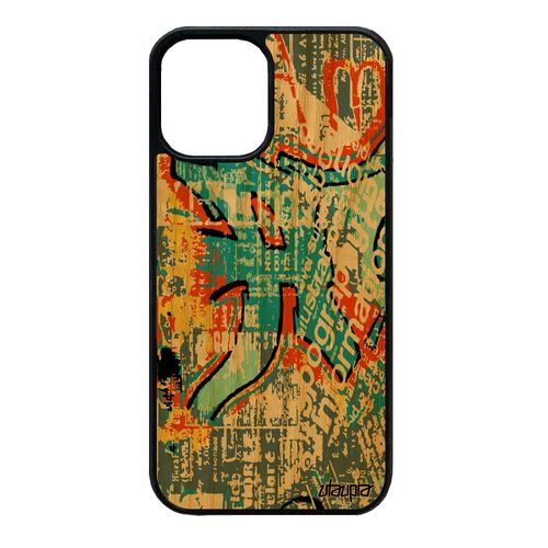 Coque Pour Iphone 12 Mini En Bois Silicone Street Art Telephone De Protection Orange Artisanal Mobile Ecriture Made In France