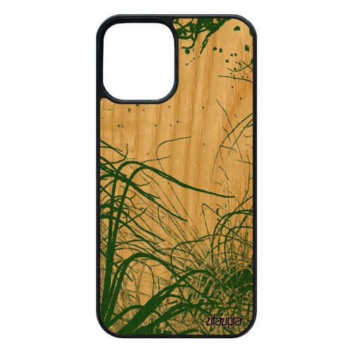 Coque iPhone 12 / 12 pro bois silicone fonds marins plantes marines océan dessin nature portable algues original plongée vert