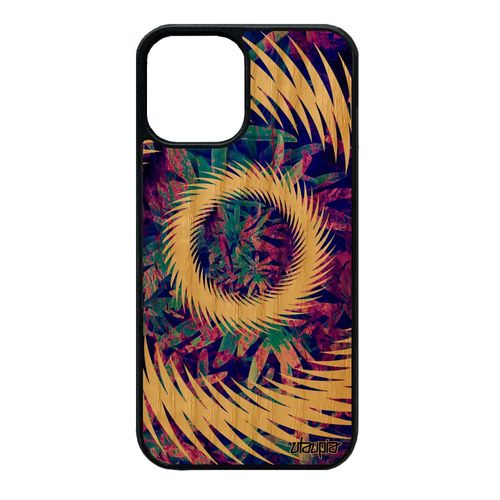 Coque Pour Iphone 12 Mini Bois Silicone Mandala Vegetal Fond Motif Portable Violet Effet Jolie 4g Fait Main Soleil Case Souple