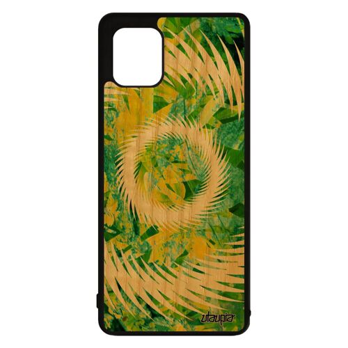 Coque silicone telephone Samsung Galaxy Note 10 lite bois mandala 4G motif coloré case vert floral sphère artisanat texture portable