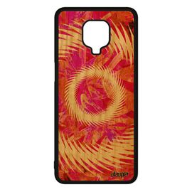 Coque Rigide Xiaomi Redmi Note 9s En Bois Silicone Mandala Etui Motif De Protection Dessin Fond Orange Vegetal Jolie Cercle Design