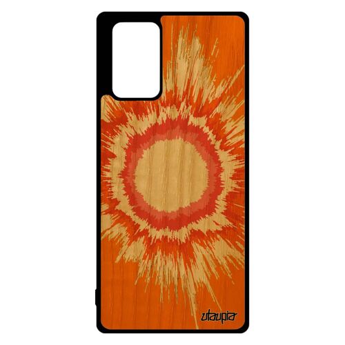 Coque Samsung Note 20 bois silicone explosion modern soleil coloré case orange motif etui galaxie 4G texture espace telephone galaxy