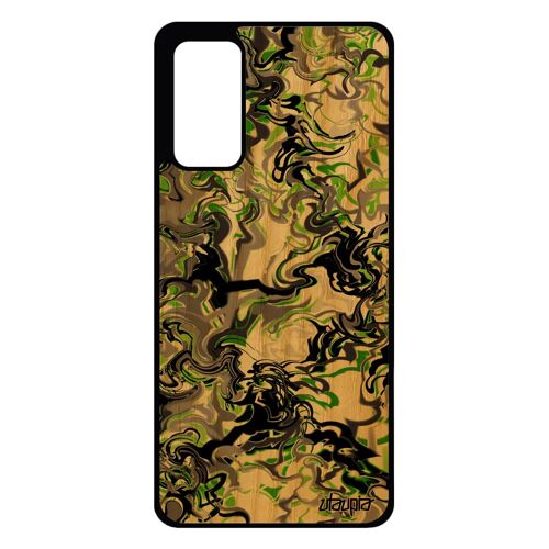 Coque Marbre Samsung S20 Fe Bois Silicone Fond Vert Peinture Fait Main Forme Portable Antichoc Cover Tpu Telephone Effet De Galaxy