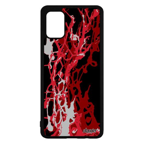 Coque peinture moderne rigide Samsung A71 en silicone de protection abstrait texture motif coloré rouge design made in France galaxy