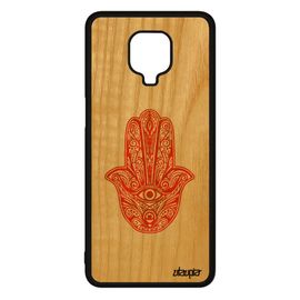 Coque Pour Xiaomi Redmi Note 9s En Bois Silicone Main De Fatma Symbole Fille 4g Antichoc Case M2003j6a1g Bumper Talisman Il Orange