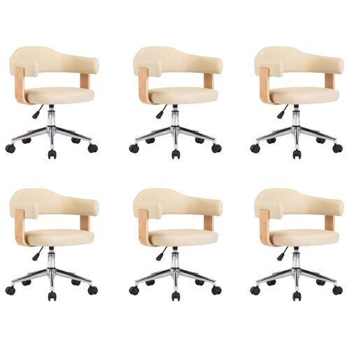 Chaises pivotantes de salle à manger 6 pcs Crème Similicuir - VidaXL