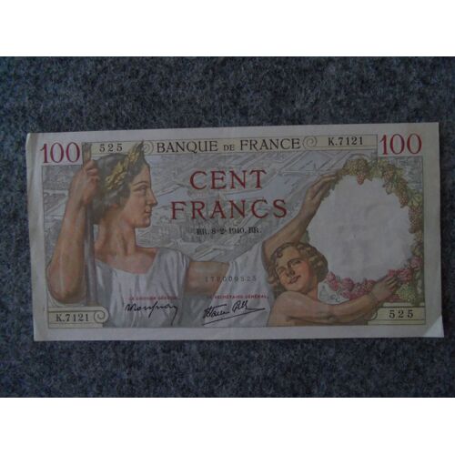 Billet Cent Francs Sully Br 8-2-1940