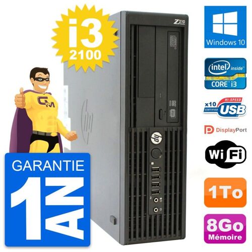 PC HP WorkStation Z210 SFF Core i3-2100 RAM 8Go Disque 1To Windows 10 Wifi