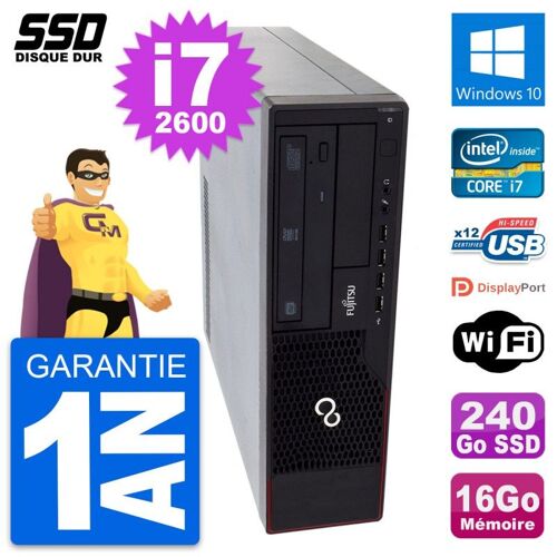 PC Fujitsu Esprimo E910 DT Intel Core i7-2600 RAM 16Go SSD 240Go Windows 10 Wifi