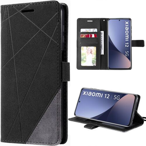 Coque pour Xiaomi 12/12X - Fermeture Magnétique Effet Cuir Solide Élégant Noir - E.F.Connection