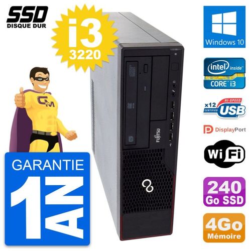 PC Fujitsu Esprimo E910 DT Intel Core i3-3220 RAM 4Go SSD 240Go Windows 10 Wifi