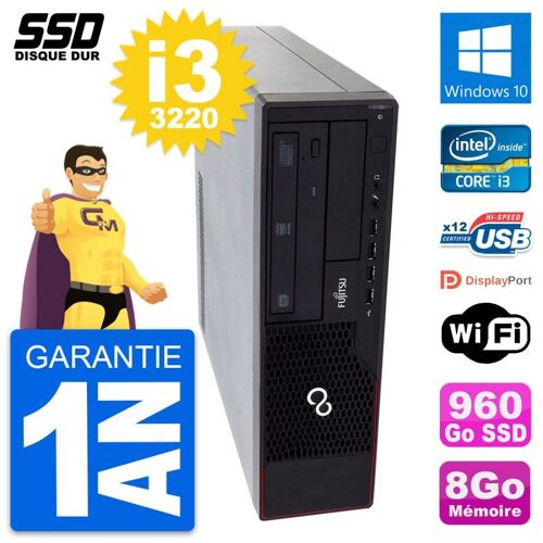 PC Fujitsu Esprimo E910 DT Intel Core i3-3220 RAM 8Go SSD 960Go Windows 10 Wifi