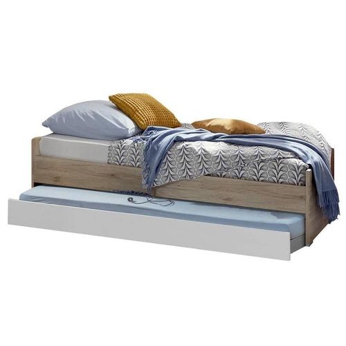 Lit Gigogne Volverine Chêne Rechampis Blanc 90 X 200 Cm