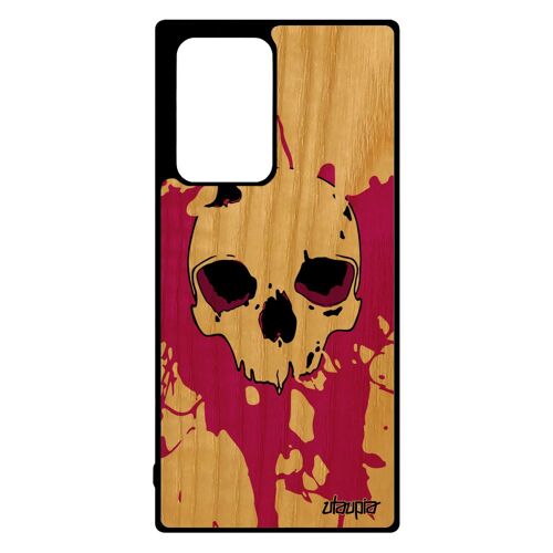 Coque tete de mort pour Note 20 ultra bois silicone Rose tache peinture 4G crane case antichoc enfer squelette dessin Samsung galaxy