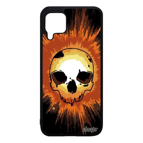 Coque Huawei P40 Lite Silicone Tete De Mort Tache Peinture Antichoc Explosion Fantastique Old School Original Emo Orange Crane Noir