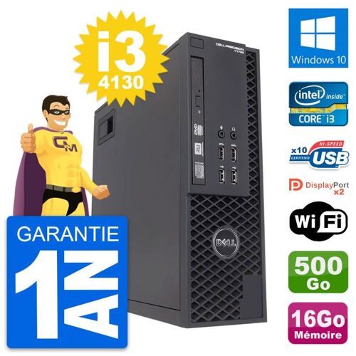 PC Dell T1700 SFF Intel Core i3-4130 RAM 16Go Disque Dur 500Go Windows 10 Wifi