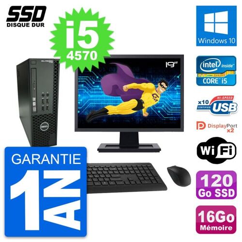 PC Dell T1700 SFF Ecran 19" Intel i5-4570 RAM 16Go SSD 120Go Windows 10 Wifi