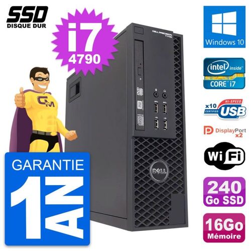 PC Dell Precision T1700 SFF Intel i7-4790 RAM 16Go SSD 240Go Windows 10 Wifi
