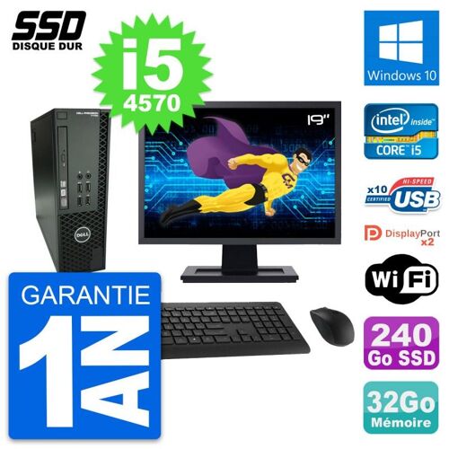 PC Dell T1700 SFF Ecran 19" Intel i5-4570 RAM 32Go SSD 240Go Windows 10 Wifi