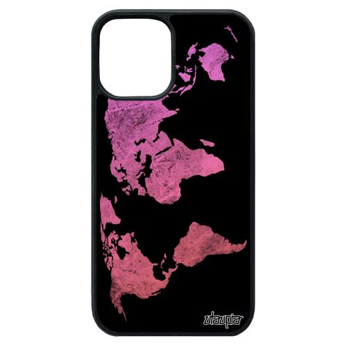 Coque Antichoc Iphone 12 Pro Max Silicone Carte Monde Geographie Terre Smartphone Motif Pays Original Atlas Globe Effet Housse