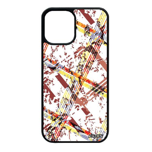 Coque Pour Iphone 12 Mini En Silicone Carreau Tartan Housse De Protection Marron Effet Mobile Alu Motif Design Pas Cher Jolie