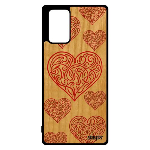 Coque cur antichoc Samsung Note 20 bois silicone original motif de luxe amitie cadeau saint valentin femme rouge love souple galaxy