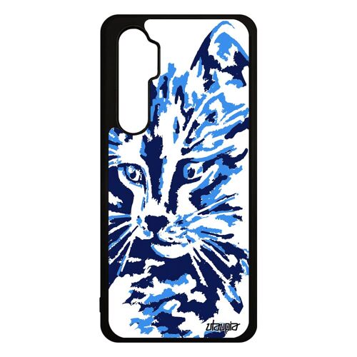 Coque de protection pour mi Note 10 lite silicone chat souple chaton art cover rigide mignon bleu peinture telephone design Xiaomi