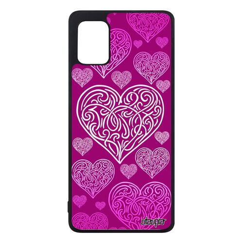 Coque pour Samsung A31 en silicone cur housse smartphone symbole fille amitie metal telephone rose etui amour love galaxy