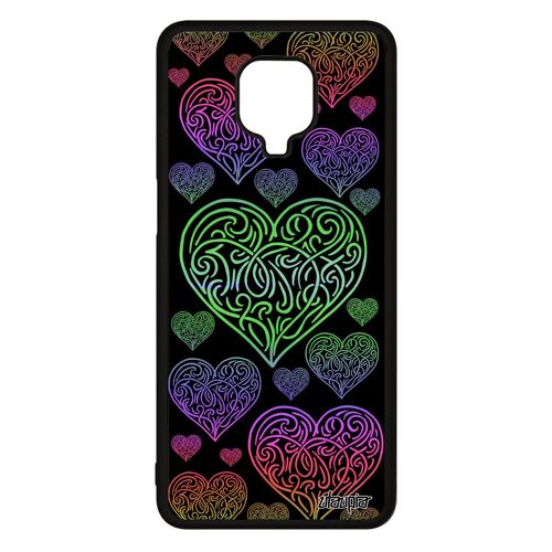 Coque silicone Redmi Note 9 pro cur vert amitie dessin amour love telephone portable rigide etui cadeau saint valentin motif Xiaomi