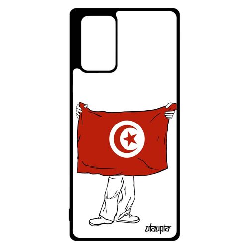 Coque Note 20 silicone drapeau tunisie tunisien de protection noir jeux olympiques Coupe d'afrique football foot CAN Samsung galaxy