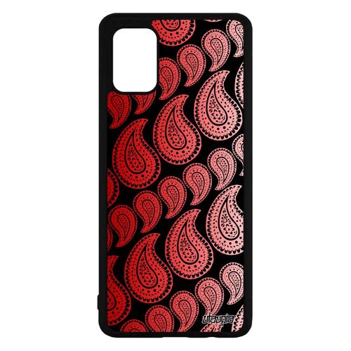 Coque pour Samsung Galaxy A71 silicone Motif cachemire rigide Rouge impression paisley coloré indienne jolie indien made in France