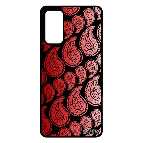 Coque Galaxy S20 Fe Silicone Motif Cachemire Dessin Metal Tendance Paisley Rouge Jolie Portable Personnalisé Made In France Samsung