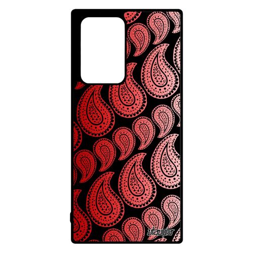 Coque Motif cachemire Galaxy Note 20 ultra silicone telephone jolie indienne etui coloré dessin motif Rouge paisley antichoc Samsung