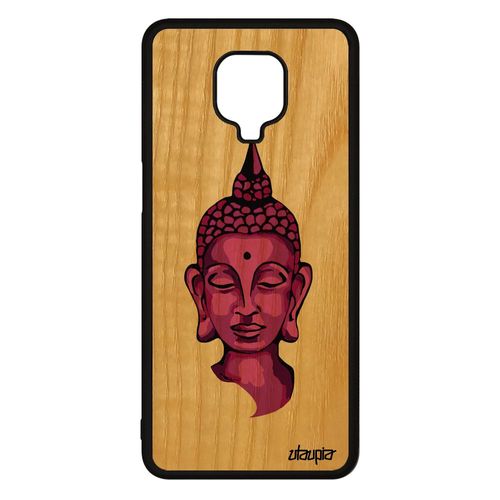 Coque Antichoc Pour Xiaomi Redmi Note 9s En Vrai Bois Silicone Bouddha Tibet Personnalisé Telephone Violet Pochoir Cover Bouddhisme