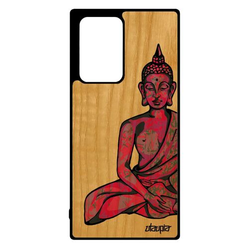 Coque bouddha pour Note 20 ultra bois silicone telephone Rose soleil housse case cover zen tibet personnalisé assis Samsung galaxy