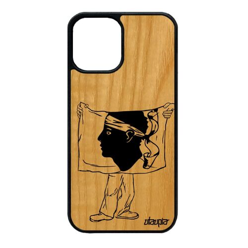 Coque Antichoc Iphone 12 Mini Bois Silicone Drapeau Corse Foot Telephone Mobile Corsica Football Basket De Made In France